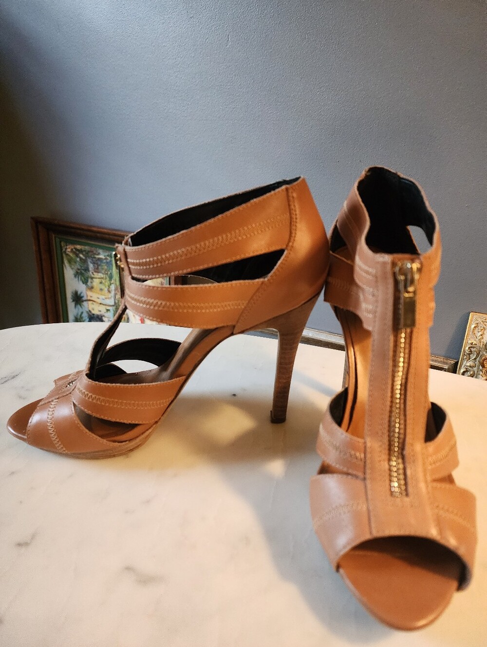 Jessica Simpson Brown Strappy Platform Stiletto Sandals
